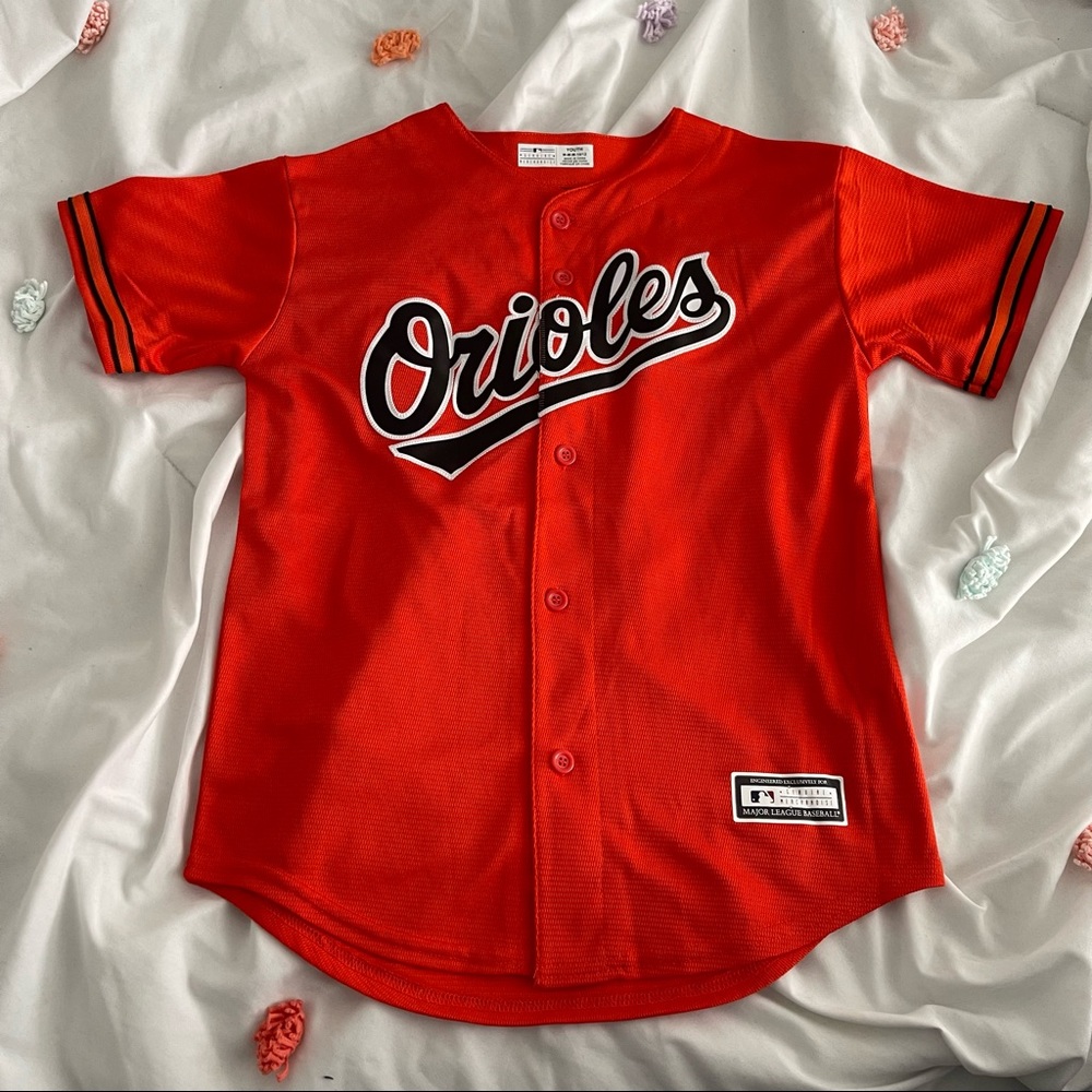 MLB Orioles Red and Black Kids Button-Front Jersey